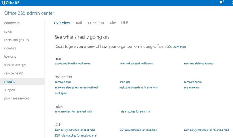 Im Berichtsbereich von Office 365 (Reports) lassen sich auch Berichte für den Virenschutz und Statistiken anzeigen. Auf diesem Weg lässt sich mit wenigen Klicks erkennen, wie viele virenverseuchte Mails zu welcher Zeit im Netzwerk angekommen sind. (Bild: Archiv)