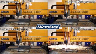 Um dem Schneidprozess mehr Schwung zu geben, hat Microstep einiges Neues entwickelt, heißt es. Dazu gehört auch die Funktion Smart Z Movement, die 30 bis 40 % Zeit spart. (Microstep)