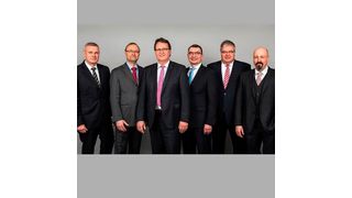 Geschäftsführung mit Aufsichtsratsvorsitzendem und Stellvertreter. v.l.n.r.: Michael Bathke, Dr. Jens Bartenwerfer, Werner Schmidt, Peter Meier, Thomas Fischer, Fred di Giuseppe Chiachiarella (GDV Dienstleistungs-GmbH)