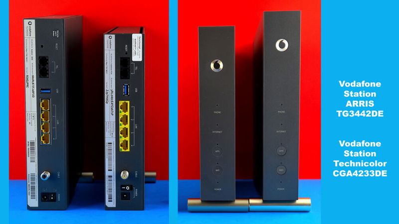 Abbildung 7: Die beiden Vodafone Stationen von Arris und Technicolor sind oft kostenlos im Internet-Tarif enthalten. Sie haben aber noch kein Wi-Fi-6 und auch kein 2,5-Gigabit-LAN. (Bild: Harald Karcher)