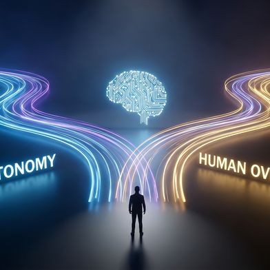 Sowohl beim autonomen Fahren als auch in der industriellen Produktion wird zunehmend kritisch hinterfragt, ob die vollständige Autonomie in jedem Fall erstrebenswert ist.  (Bild: © Hypnotics 14 – stock.adobe.com / KI-generiert)