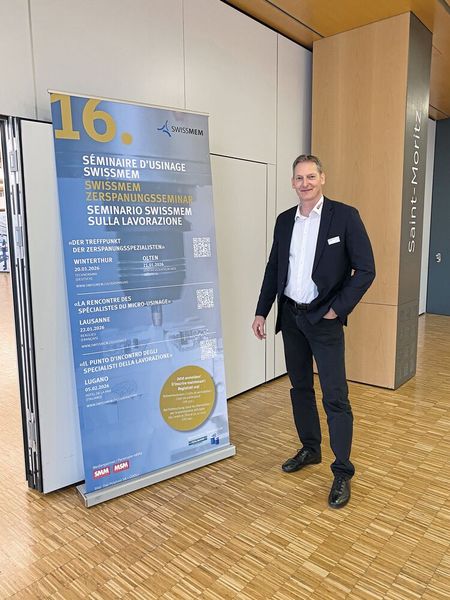 Michael Zuber, CEO de Bimu, au Séminaire d'usinage Swissmem 2026 à Lausanne. (Source : Marina Hofstetter)