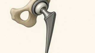 Eine kürzlich durchgeführte internationale Studie untersuchte die langfristige Haltbarkeit moderner Hüftprothesen und zeigte, dass moderne Gleitflächenlösungen den Bedarf an Hüftprothesenrevisionen signifikant zu reduzieren scheinen. (Bild: GPT Image Editor / KI-generiert)