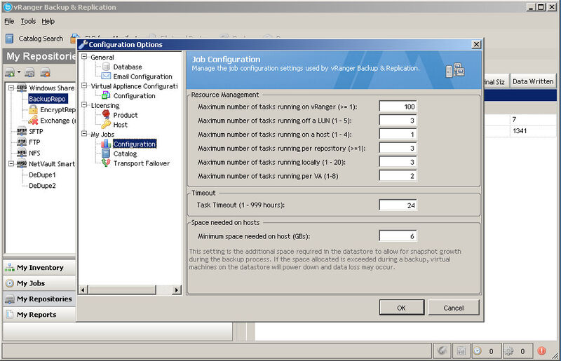 Die Aufgaben in vRanger Backup and Recovery von Quest Software lassen sich in einer Konsole konfigurieren. Im Hintergrund ist NetVault für die Deduplizierung zu sehen. (Archiv: Vogel Business Media)