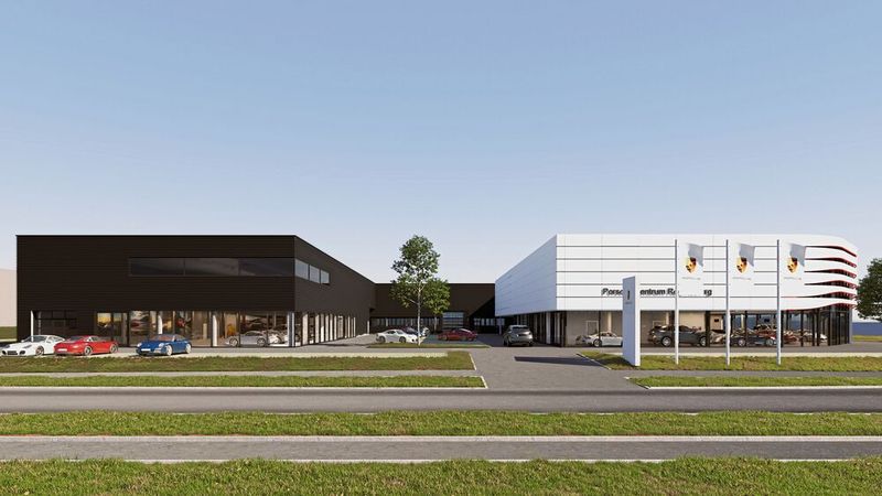Die Jepsen-Autogruppe baut das neue Porsche-Zentrum Regensburg gemäß dem aktuellen Architekturstandard „Destination Porsche“. (Bild: Jepsen-Autogruppe)