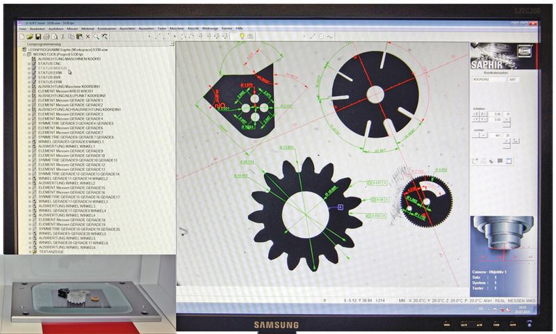 Die Mess- und Auswertesoftware Saphir QD ermöglicht das Messen von mehreren unterschiedlichen Teilen in einem Messvorgang. (Dr. Heinrich Schnider Messtechnik)