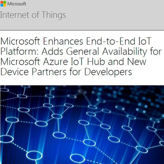 Microsoft verheiraretet das IoT mit Azure. Microsoft verheiraretet das IoT mit Azure.