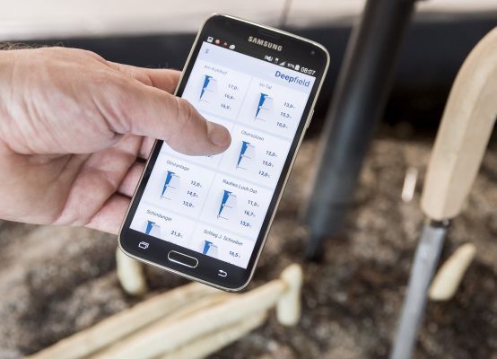 Arbeit am Spargelsensor: Bosch-Ingenieur Christian Lasarczyk bei der Arbeit mit einem Prototyp des Spargelsensors. (Bild: Bosch)