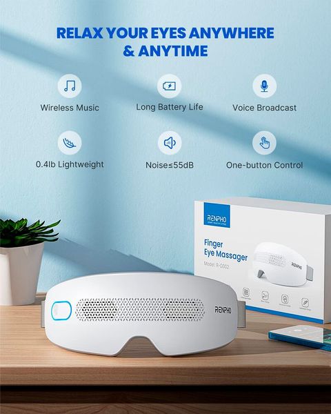 Das Augenmassagegerät von Renpho ist mit vier Massagemodi ausgestattet. Von Modus 1 bis 4 steigt die Intensitätsstufe an. Das Gerät verwendet eine 360°-Dreh- und Vibrationstechnologie. Die 16 Vibrationsmassageknöpfe vibrieren rhythmisch um die Augen. Die Maske ist mit Mesh-Löchern ausgestattet, so ist das Sehen auch während der Massage möglich. Nach 10 Minuten Gebrauch schaltet sich das Gerät aus. Für eine längere Massageeinheiten sind möglich. Das Augenmassagegerät von Renpho ist Preis-Leistungssieger bei vergleich.org. Der Preis liegt zw. 39 Euro und 55 Euro. (Bild: Renpho / gefunden auf amazon.de)