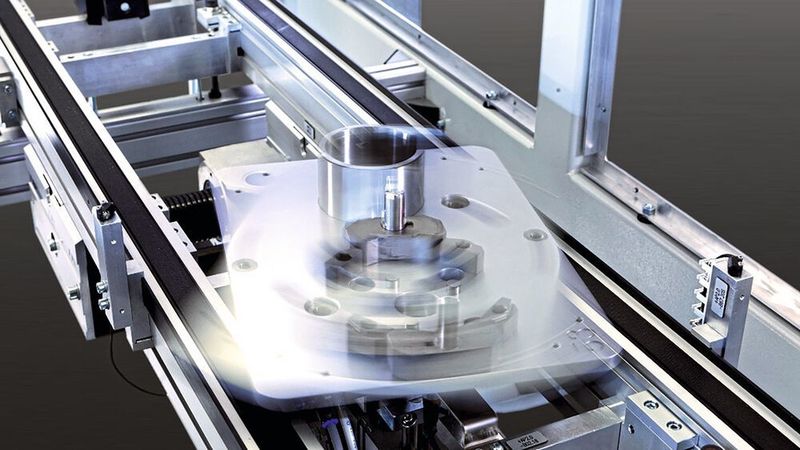 Die mittig angeordneten Stopper verhindern ein Verkanten der Werkstückträger in den Führungsleisten. Sensoren ermöglichen dabei die Erkennung eines Carriers auf dem Band und somit das Auslösen der Stopper. (IEF-Werner)