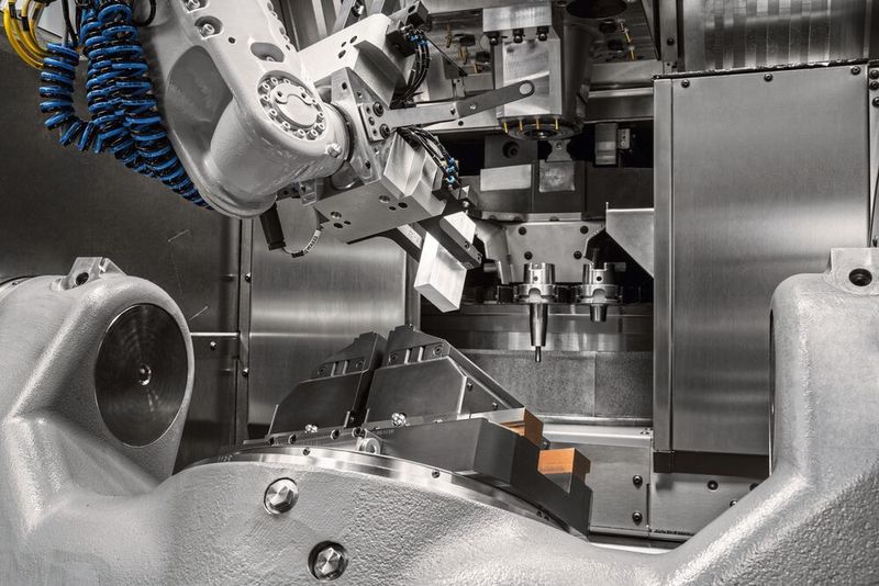 Mit der neu gewonnenen „Fingerfertigkeit“ durch die Roboterhand WPW hat Hermle den Fingerwechsel seines Robotersystem RS 05-2 automatisiert: So werden Stillstände nahezu überflüssig und die Produktivität erhöht. Mit der neu gewonnenen „Fingerfertigkeit“ durch die Roboterhand WPW hat Hermle den Fingerwechsel seines Robotersystem RS 05-2 automatisiert: So werden Stillstände nahezu überflüssig und die Produktivität erhöht.
