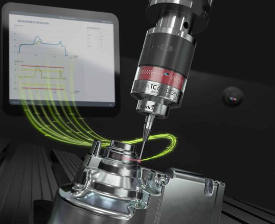 Die Digilog-Technologie eröffnet viele neue Möglichkeiten, wie z.B. das scannende Messen in Werkzeugmaschinen.(Quelle:  Blum-Novotest)