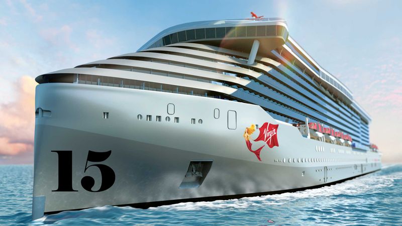 Prozent Kraftstoff sollen die neuen Azipod-Antriebe von ABB bei den Luxusschiffen von Virgin Voyages einsparen. Bei dem getriebelosen steuerbaren Antriebssystem ist der Elektromotor in einer Gondel unter dem Schiffsrumpf angebracht. Das erste der neuen umweltfreundlichen Schiffe soll ab 2020 vom Stapel laufen. (Virgin Voyages)