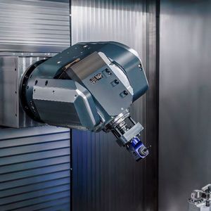 Synergy for maximum productivity and flexibility. The 5-axis head, integrated motor spindle, and exchangeable unit are a perfect match.(Source:  Benz Tooling)