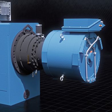Schneckenpresse zur Ölsaatenverarbeitung mit innovativem Antriebskonzept bestehend aus Oswald-Motor und Getriebe. (Bild: Harburg-Freudenberger Maschinenbau GmbH)
