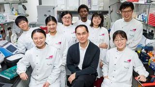 Dr. Kwok Chun-kit, from City University of Hong Kong (middle in the front row), and his research team. Dr Umar Mubarak Ishaq (third from right in the back row) and Chan Chun-Yin (first from right in the back row) are the first authors of the paper.  (City University of Hong Kong)