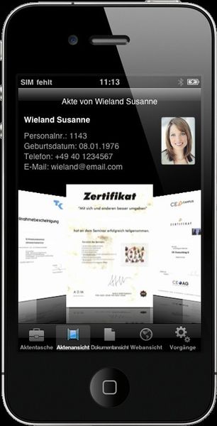 ... und hier die Ansicht auf dem iPhone. (Bild: Aconso AG)