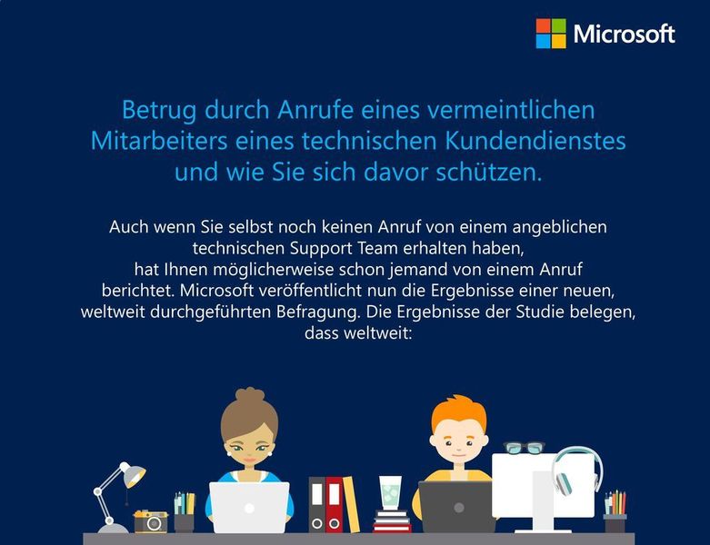 Infografik zu den Betrugsfällen durch angebliche Microsoft-Mitarbeiter. (Microsoft)