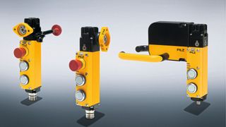 Das neue sichere Schutztürsystem PSENmgate kombiniert die klassische Sicherheitszuhaltung PSENmlock mit dem Bedienelement PITgatebox von Pilz in einer kompakten Lösung. In Summe spart PSENmgate wichtigen Platz an der Maschine und durch eine vereinfachte Verdrahtung Zeit für die Montage. (Bild: Pilz GmbH & Co. KG)