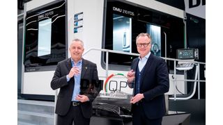 DMG Mori has awarded Hypermill its Qualified Products quality seal. Pictured: Christoph Grosch, Executive Director DMQP, and Volker Nesenhöner, CEO Open Mind. (left) (Source: Open Mind)