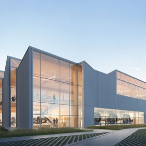 Die Produktionsstätte der Zukunft? Ein Entwurf eines Motorenmontagewerks.