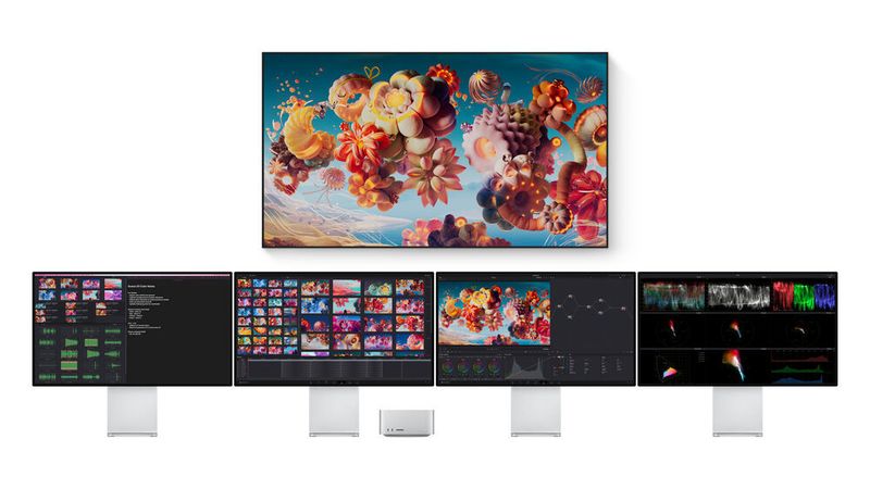 M1 Ultra integrates custom Apple technologies, such as a display engine capable of driving multiple external displays, integrated Thunderbolt 4 controllers, and best-in-class security. (Apple Inc.)