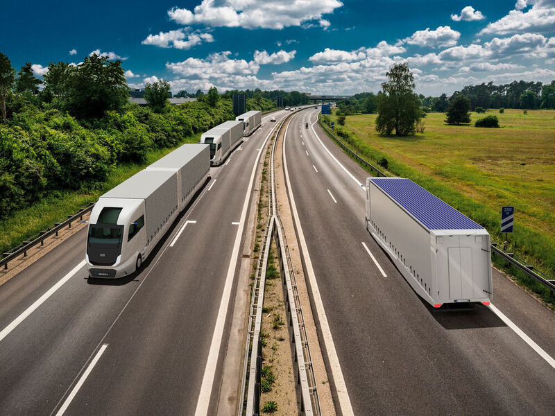 Im Konzept gehen die Forscher von der Annahme aus, dass die Lastwagen auf der Autobahn in Zukunft automatisiert fahren. (TUM, Lehrstuhl Industrial Design, S. Rauchbart, W. Wilden)