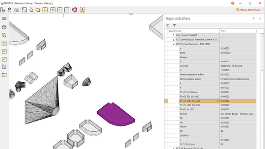 Bauteil im BIM2AVA-Viewer mit spezifischen Geometriedaten, Werkstoffen usw.(Bild: EFG Engineering Facility Group Ingenieurgesellschaft mbH, Stuttgart)
