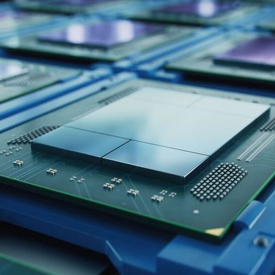 Macro shot of a production line for computer processors. (Image:Siemens EDA)