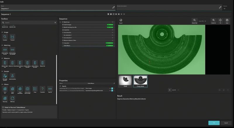 Grâce à son éditeur de séquences de test no code, Digiinov Inspect permet d'industrialiser plus rapidement les applications vision et de réduire les temps d'arrêt machine. (Source : Digiinov)