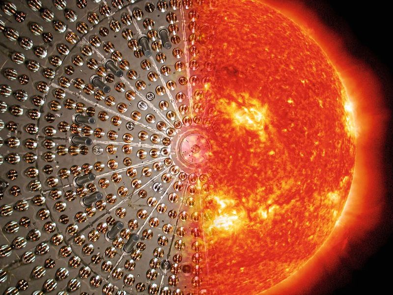 Mit dem Borexino-Detektor ist es einem Physik-Team gelungen, Neutrinos aus den beiden Fusions-Zyklen der Sonne nachzuweisen. (Bild: Borexino Collaboration)