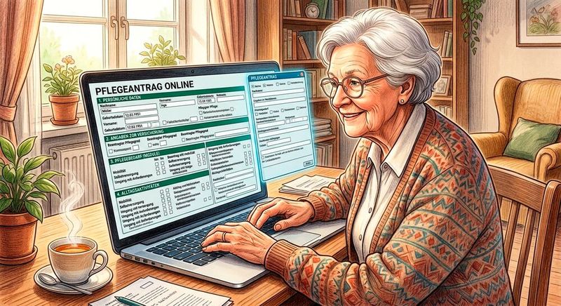Hilfe zur Pflege: Eine digitale Antragshilfe unterstützt Angehörige bei dem komplexen Antragsprozess.(Bild:  Gemini / KI-generiert)