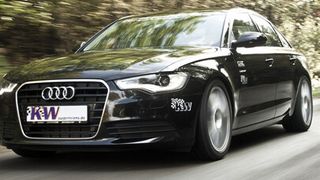 Der Audi A6: mithilfe einer iPhone-App lässt sich die Luxuskarosse nun tieferlegen (Bild: KW automotive)