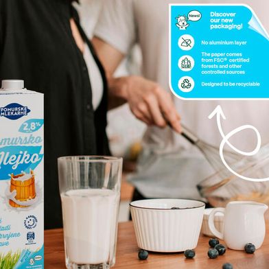 In futuro, Pomurske Mlekarne confezionerà il proprio latte magro in cartoni asettici SIG Terra MidiBloc Alu-free + Full barrier. (Immagine:SIG)