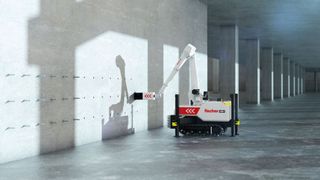 Der Bauroboter „Baubot“ übernimmt die Bohrlocherstellung und Installation der Fischer- Befestigungslösungen an Decken, an Wänden und in Böden. Durch eine innovative Sensorik kann der Roboter jede Abweichung zum Standard-Bohr- und -Setzprozess detektieren und darauf reagieren. Darüber hinaus können die Prozessparameter jedes einzelnen Schrittes 
dokumentiert und im BIM-Modell (Building Information 
Modeling) hinterlegt werden. (Bild: Fischer Group)