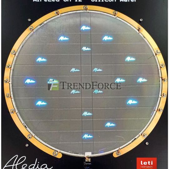 Aledia hat es geschafft, Mikro-LED-ICs auf einen 300-mm-Wafer herzustellen.(Bild:  Aledia)