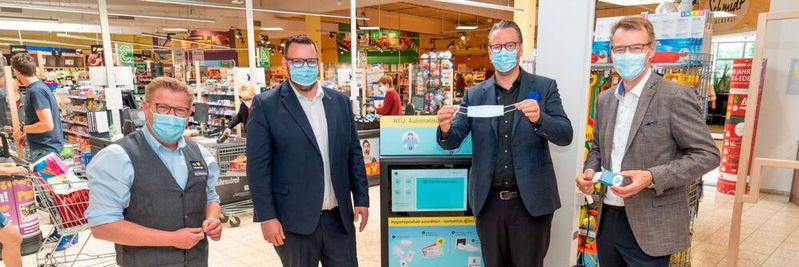 Ein erster Prototyp des "Harting Prevent" wurde im E-Center Hartmann im ostwestfälischen Stemwede-Levern aufgestellt. (Bild:  Harting)