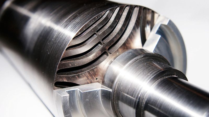 Bild 6: Die Abbildung zeigt den Rotorblock eines Synchronreluktanzmotors, der aus einer Vielzahl von Blechen mit Aussparungen besteht. (Bild: KSB)