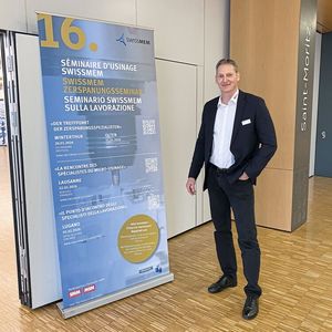 Michael Zuber, CEO de Bimu, au Séminaire d'usinage Swissmem 2026 à Lausanne.(Source :  Marina Hofstetter)