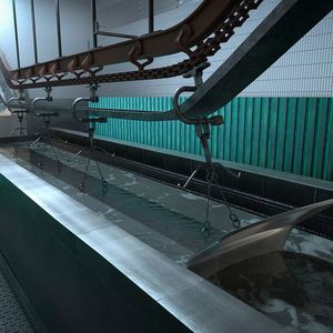 Radarsensoren eignen sich ideal zur verschleißfreien, weil berührungslosen Füllstandmessung in Tauchlackierbädern, Störsignal wie Haken und Gestänge lassen sich ausblenden.(Bild:  Turck)