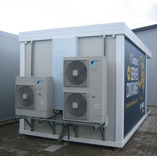 Der Rechenzentrums-Container von Conect hat außen die Kühlvorrichtung angebracht. (Bild: Conect Kommunikationssysteme GmbH)