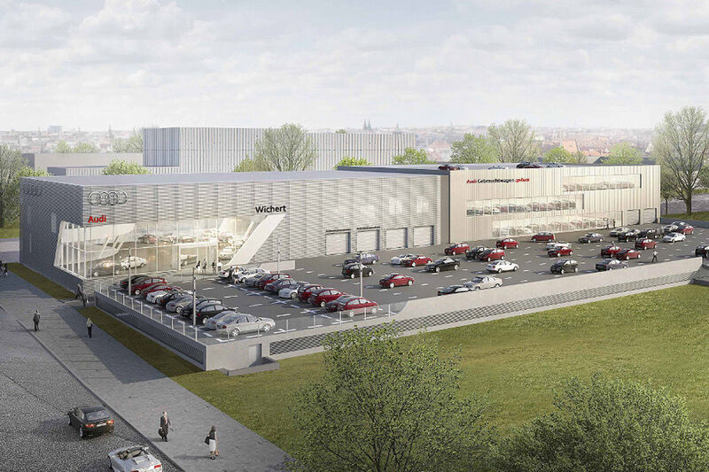 So soll Wicherts neues Audi-Terminal in Hamburg City Süd aussehen. (Kleta Architekten)