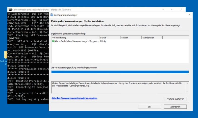 Voraussetzungen für die Installation von Endpoint Configuration Manager prüfen. (Microsoft / Joos)