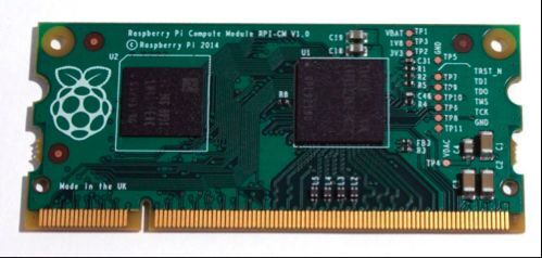 Raspberry Pi Compute Module mit dem Broadcom-Chip BCM2835 mit 512 MB RAM und 4-GB-eMMC-Flash (Bild: raspberrypi.org)