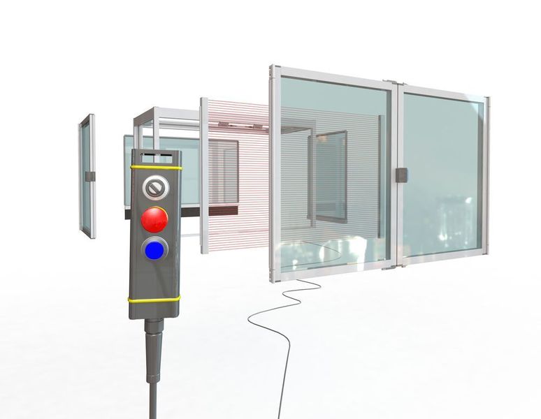 Neue Schutzeinhausung für den Smarttester: Mit Wand- und Türelementen, Überwachungsmodulen, Schutz- und Lichtgittern lässt sich der Universal-Prüfstand nun auch für Prüfstand-Situationen mit erhöhten Sicherheitsanforderungen ausrüsten. (Bild: Inotec AP/Jan Michael Hosan)