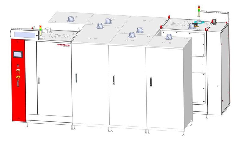 Unterschiedliche Module können flexibel zu einer Gesamtanlage kombiniert werden: Dieses Kombi-Abgasreinigungssystem ist mit zwei thermischen Modulen, vier Trockenbettabsorbern und zwei Pumpenmodulen längsseitig angeordnet. (Centrotherm Clean Solutions)