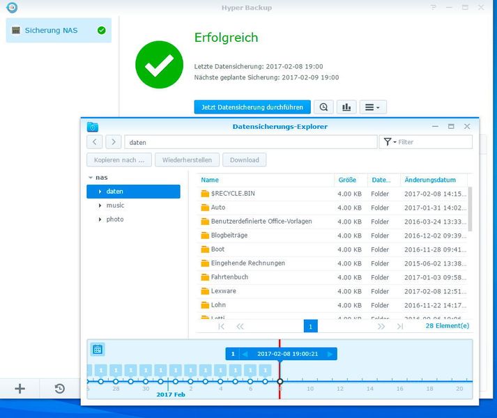 Mit Hyper Backup lassen sich die Daten des NAS auf externe Festplatten sichern. (Thomas Joos)