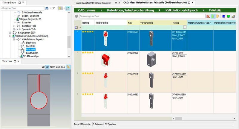 Die Suchmaschine für Produkt- und CAD-Daten Classmate Finder bietet dabei Unterstützung, zum Beispiel mit Hilfe eines „Geometrischen Fingerabdrucks“. (Simus Systems)