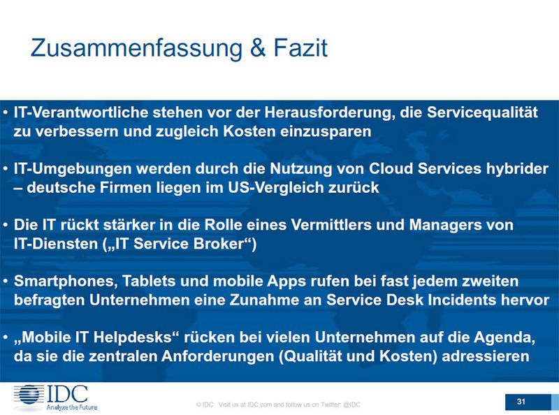 Zusammenfassung und Fazit der IDC-Studie: 