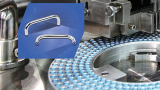 Hygienisch zu reinigen: Bügelgriffe aus Edelstahl mit Dichtring aus POM haben minimierte Toträume, liegen glatt an und ermöglichen ein zuverlässiges Umspülen mit Reinigungsmitteln. (Bild: Kipp)